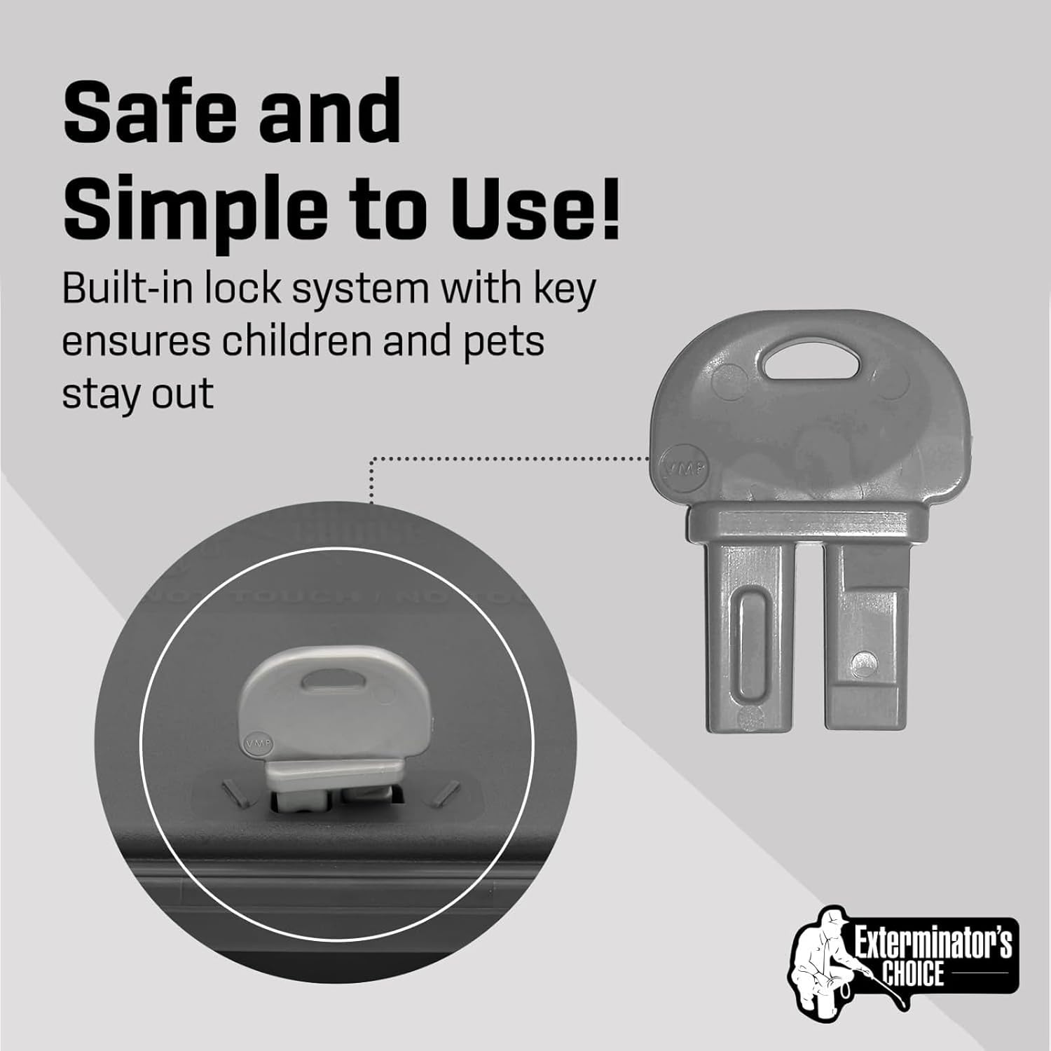 Exterminators Choice Mouse Bait Station Kit - Heavy-Duty Indoor & Outdoor Use - Bait Stations for Yard - Secure Key-Lock Design - Pack of 6, 1 Key, Black, 4.75in x 3.5in x 1.25in