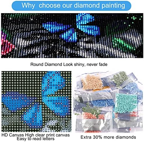 DAERLE Diamond Painting Tiger, Diamond Painting Kit for Adult, DIY Diamond Art Kits, Full Round Diamond Art, Flower Diamond Painting by Number Kit, Diamond Picture Arts for Home Wall Decor 30x40cm