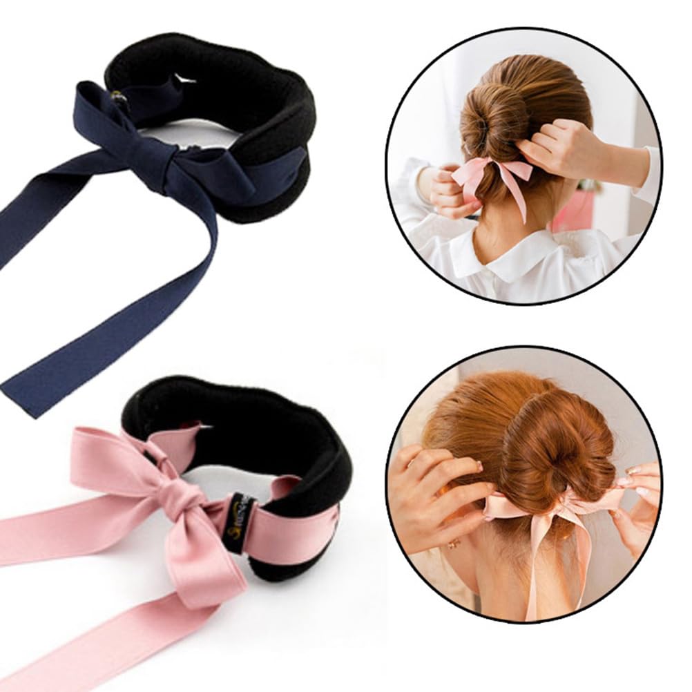 KALLORY 9Pcs Hair Bun Maker Hair Bow French Twist Donut Hair Bun Bow Hair Bun Flexible Donut Quick Hair Styling Accessories for Women Girls(Random Color)