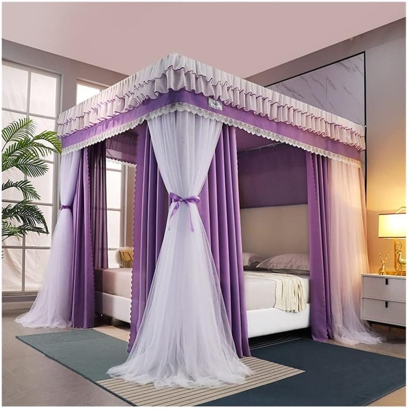 Bed Canopy for 1.5m/5ft Bed, Girls Bedroom Decorative Bed Curtain - 3 Door Design, Mosquito Net for All Seasons with Stainless Steel Bracket (Color : Style 2, Size : 1.5x2x2m)
