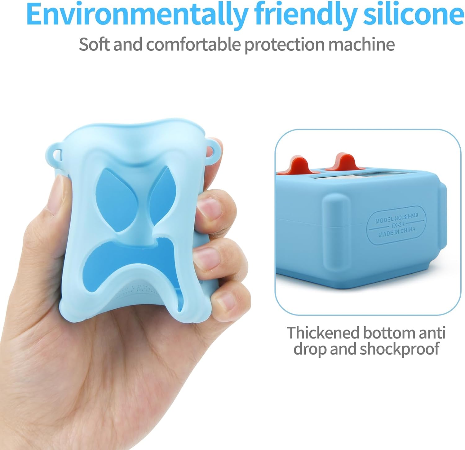 for Yoto Mini Silicone Case Cover for Yoto Mini Kids Audio Player Silicone Cover with Straps (Blue)