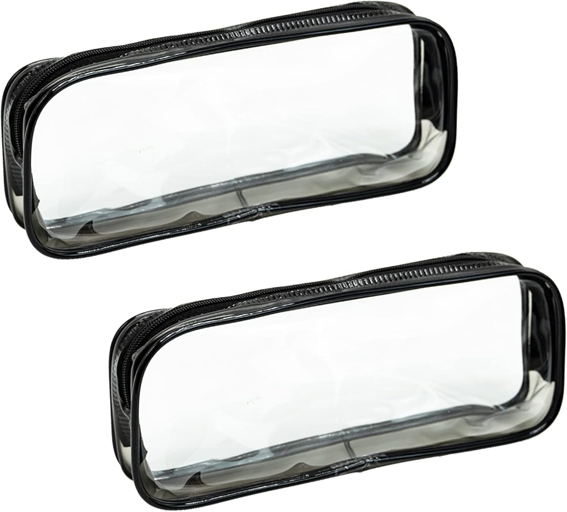 Paquete De 2 Estuches Transparentes De PVC Transparente Con Cremallera, Estuche Transparente Para Exámenes, Lápiz De Almacenamiento Estacionario, Bolsa De Maquillaje, 20*4cm, Organizador De Bolsas