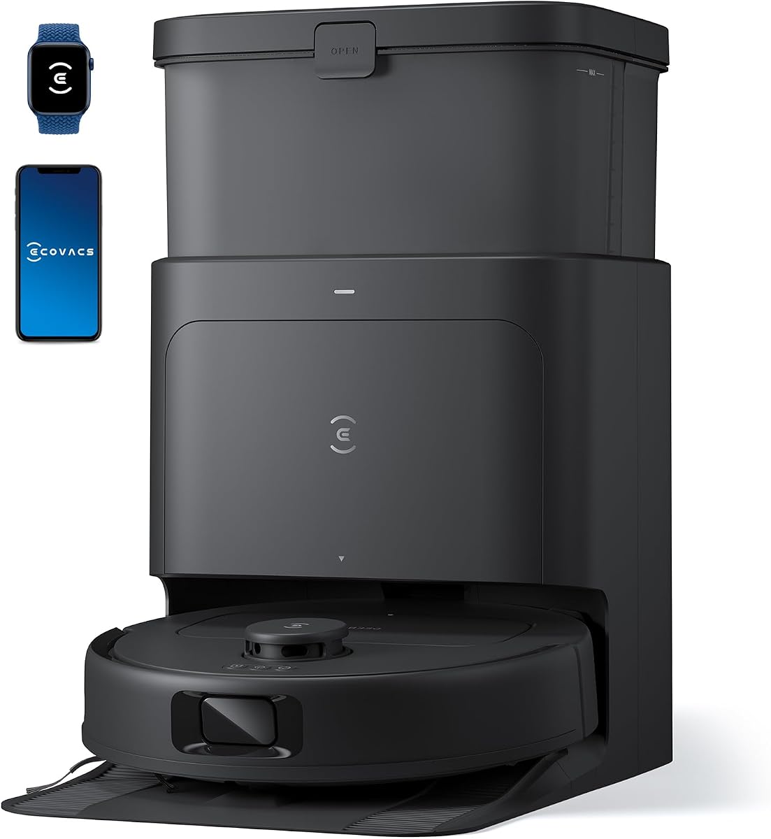 DEEBOT N30 Omni Robot Vacuum and Mop, 10000Pa Suction, TruEdge Adaptive Edge Mopping, ZeroTangle 2.0 Technology, Hot Air-Drying, Self-Emptying, Auto-Lift Mopping, Obstacle Avoidance