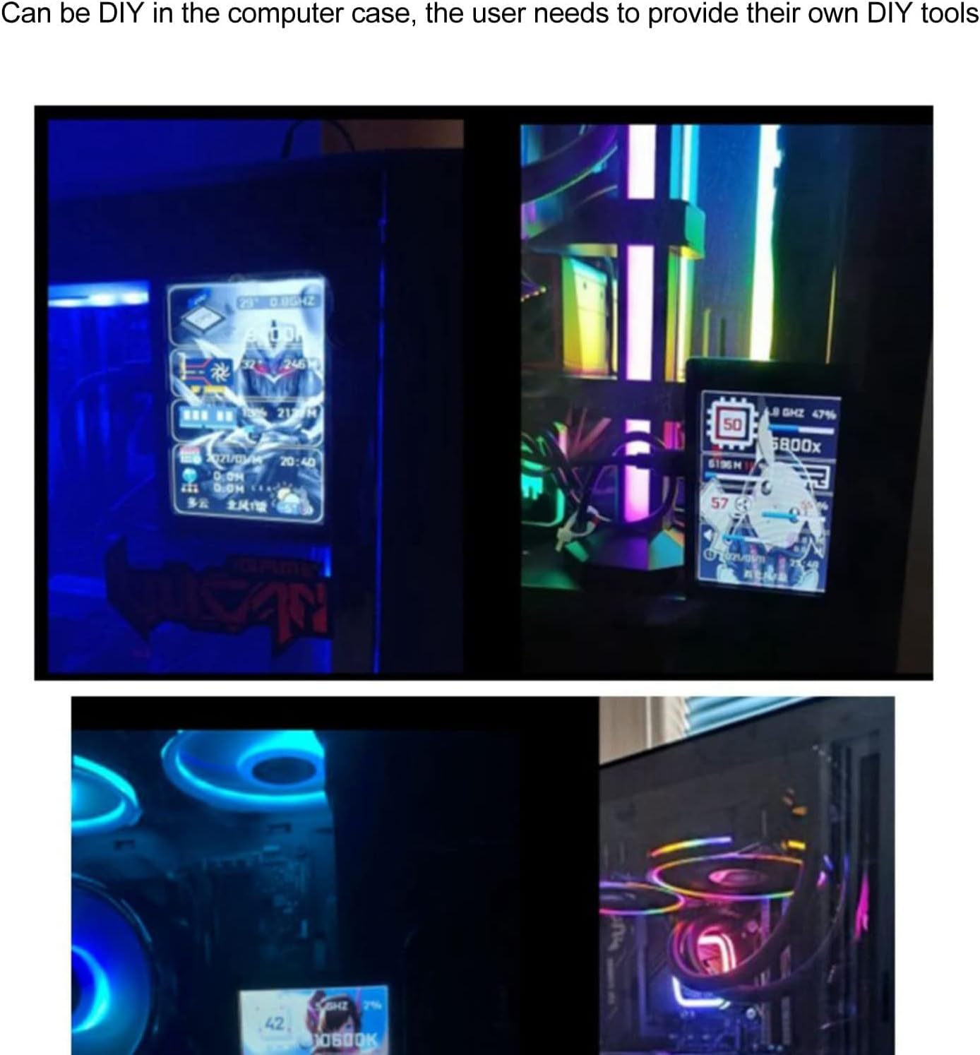 Computer Temp Monitor, 3.5in I P S USB Mini Screen, Computer Case Secondary Screen PC Temperature Display for Hard Disk Data (15cm-White)