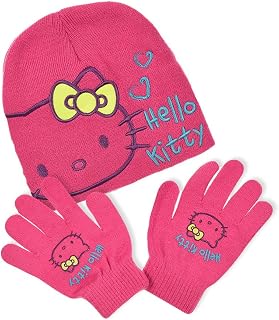 Conjunto de gorro y guantes para niños, con licencia oficial, color rosa o negro