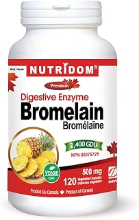 Nutridom Bromelain 2400 GDU (120 Count) Pineapple Stem Digestive Enzyme, Non-GMO, Gluten-Free, Dairy & Soy Free