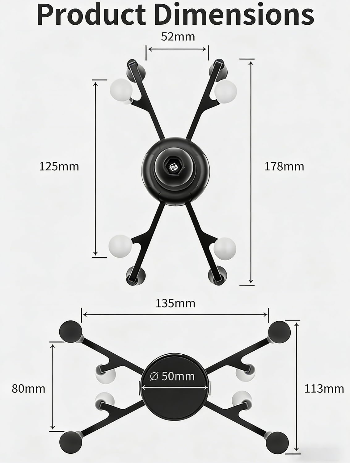 Strg Support de tablette de voiture avec base ronde à visser pour iPad/tablettes 6"