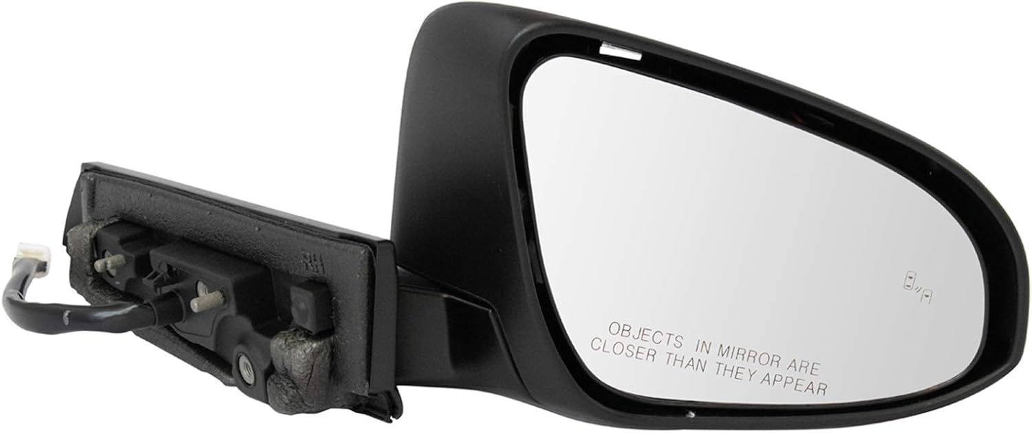 TRQ Passenger Side Right Mirror Power Heated with Puddle Light Smooth Black Paint to Match Compatible with 2018-2021 Toyota C-HR TO1321365 TO1327115