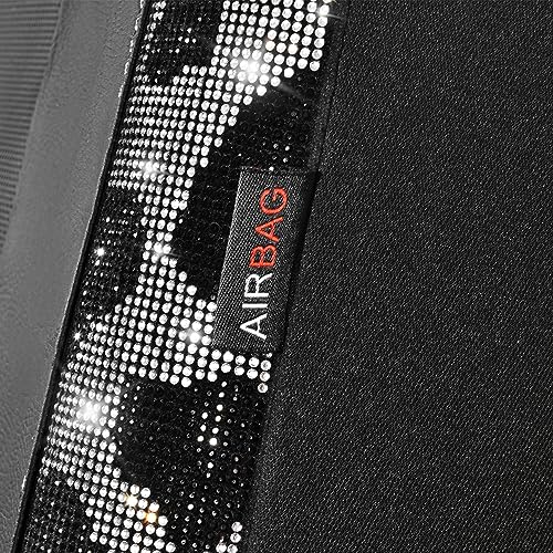 Image of CAR PASS Cow Diamond Leather Bling Car Seat Covers Universal, Faux Shining Rhinestones Two Front only, Fit 95% Automotive Glitter Crystal Sparkle Strips for Cute Women Girl, 2PCS Cow Silver Diamond