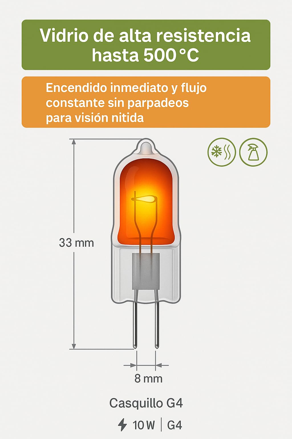 93GS10035 Ampoule halogène à culot G4 pour four Résistante jusqu’à 500 °C 12 V