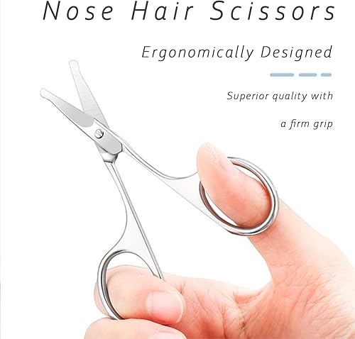 Miniatura 3 de Paquete de 2 tijeras de aseo facial para hombres y mujeres, cejas, vello de nariz, bigote, barba, pestañas, kit de recorte de oídos, cortaúñas