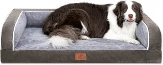 Orthopedic Dog Bed Large Size Dogs, Waterproof Memory Foam Pet Bed with Sides, Non-Slip Bottom Large Pet Bed with Removable Washable Cover, Dark Green