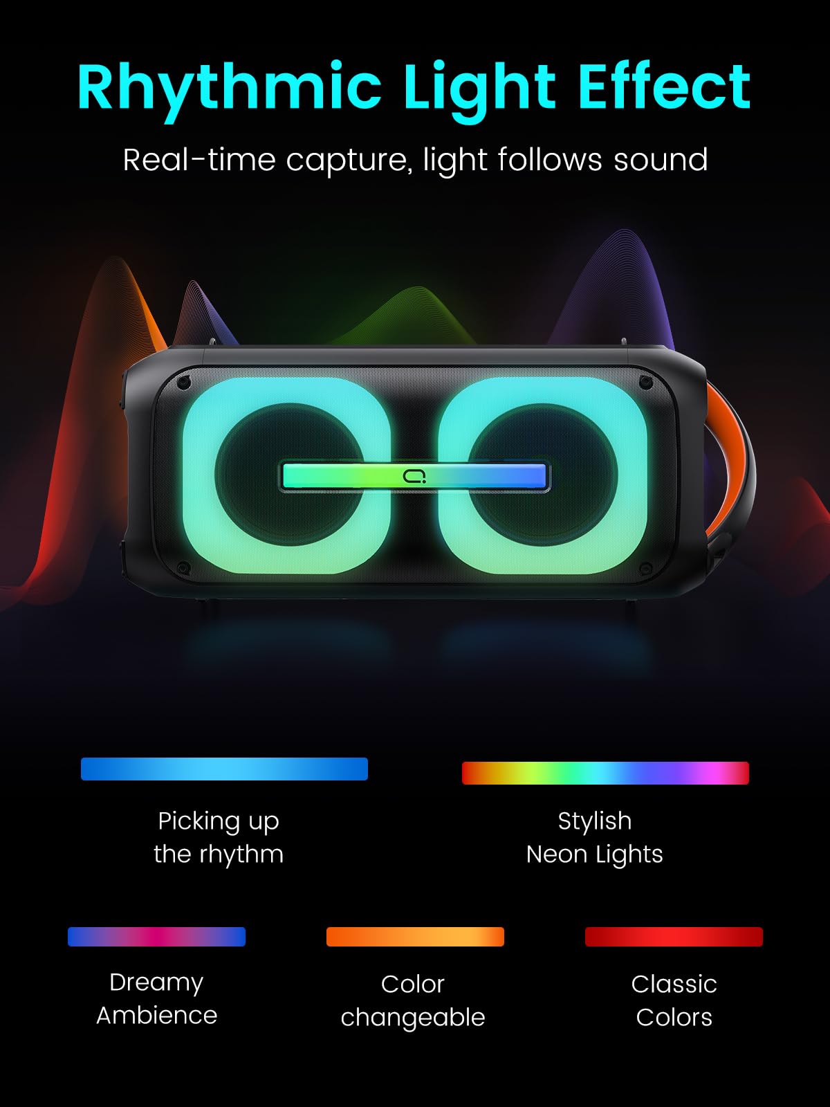 JYX Karaoke Enceinte avec 2 Microphones sans Fil pour Adultes, Grande Machine de karaoké Complet avec Lumières de fête, Portable Système Karaoké Support TWS/AUX/FM/USB/TF Carte