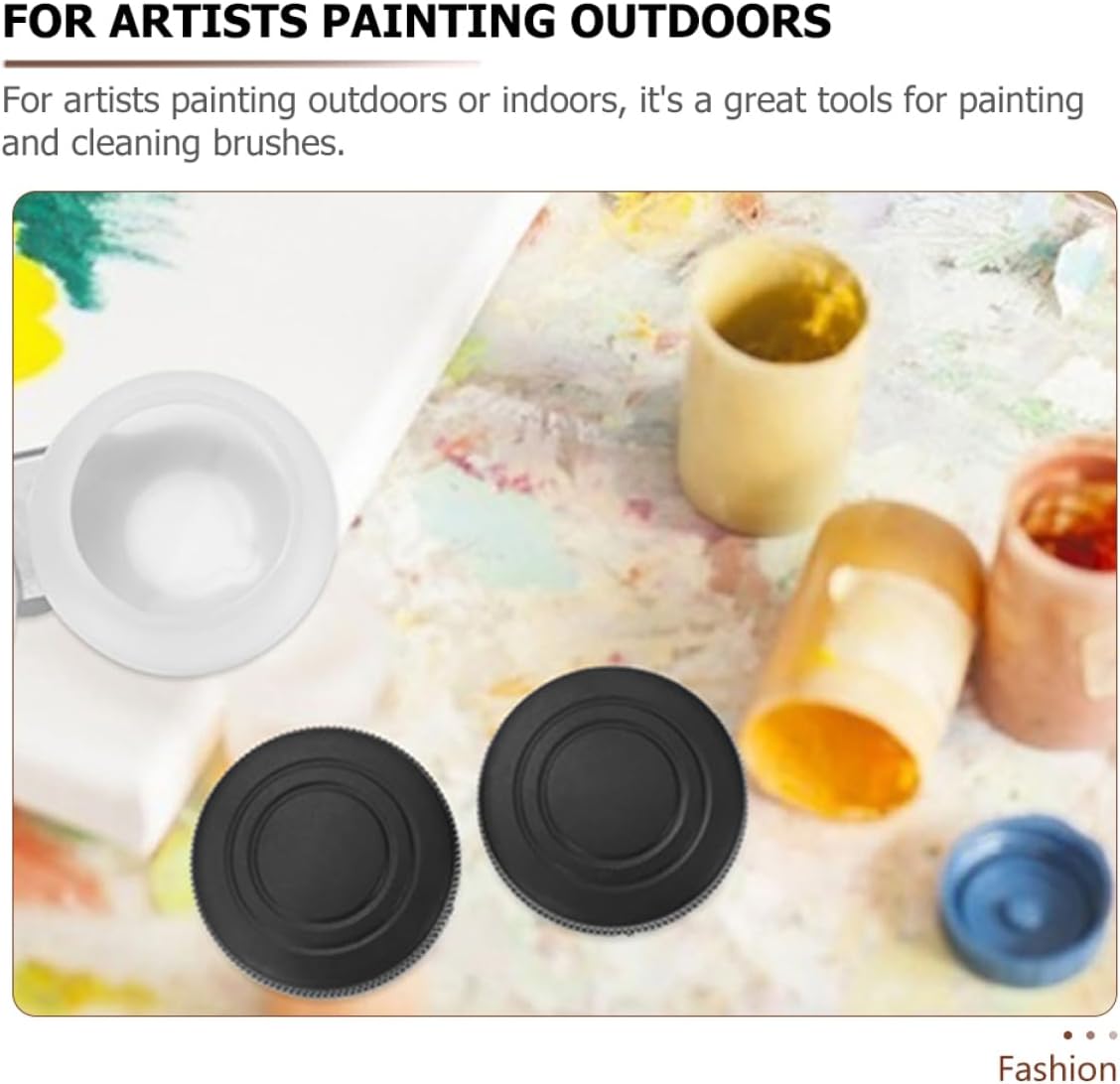 TEHAUX 2pcs Professional Oil Painting Palette Cups Portable Cup for Paint Mixing Brush Cleaning