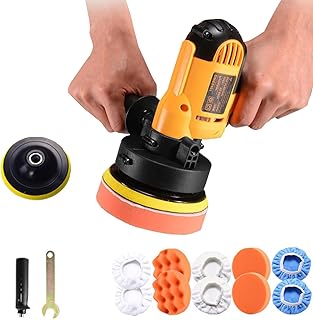 CJC Buffer Polisher - 110V 600W Variable Speed Machine - Random Orbital Buffer for Floor, Car, Furniture, Metal Waxing and Polishing With Professional Buffing Kit(11pcs)