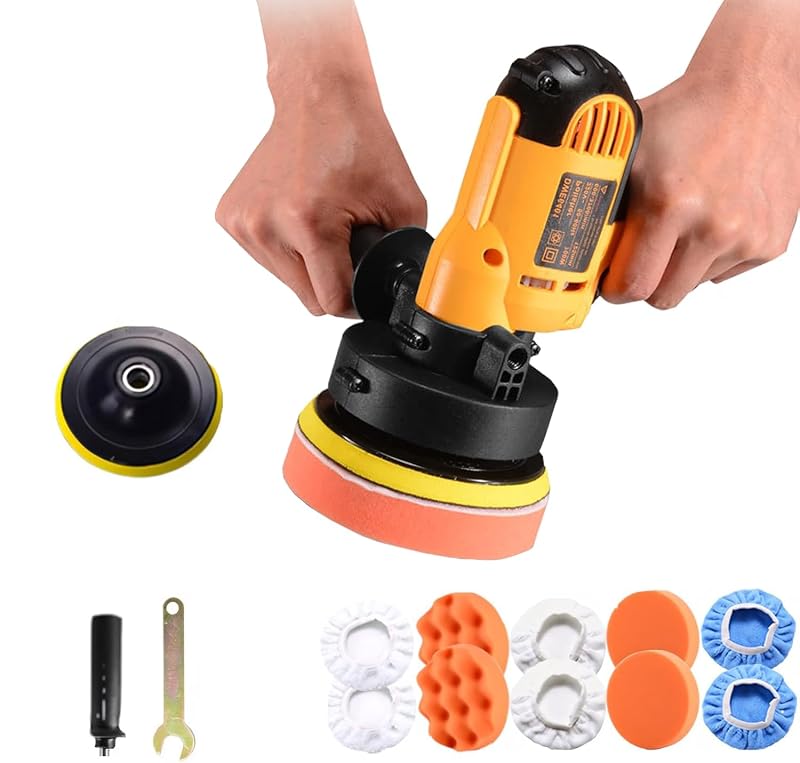 Politriz orbital automotiva cjc 110 V 600 W com velocidade ajustável e kit de acessórios, 16 peças