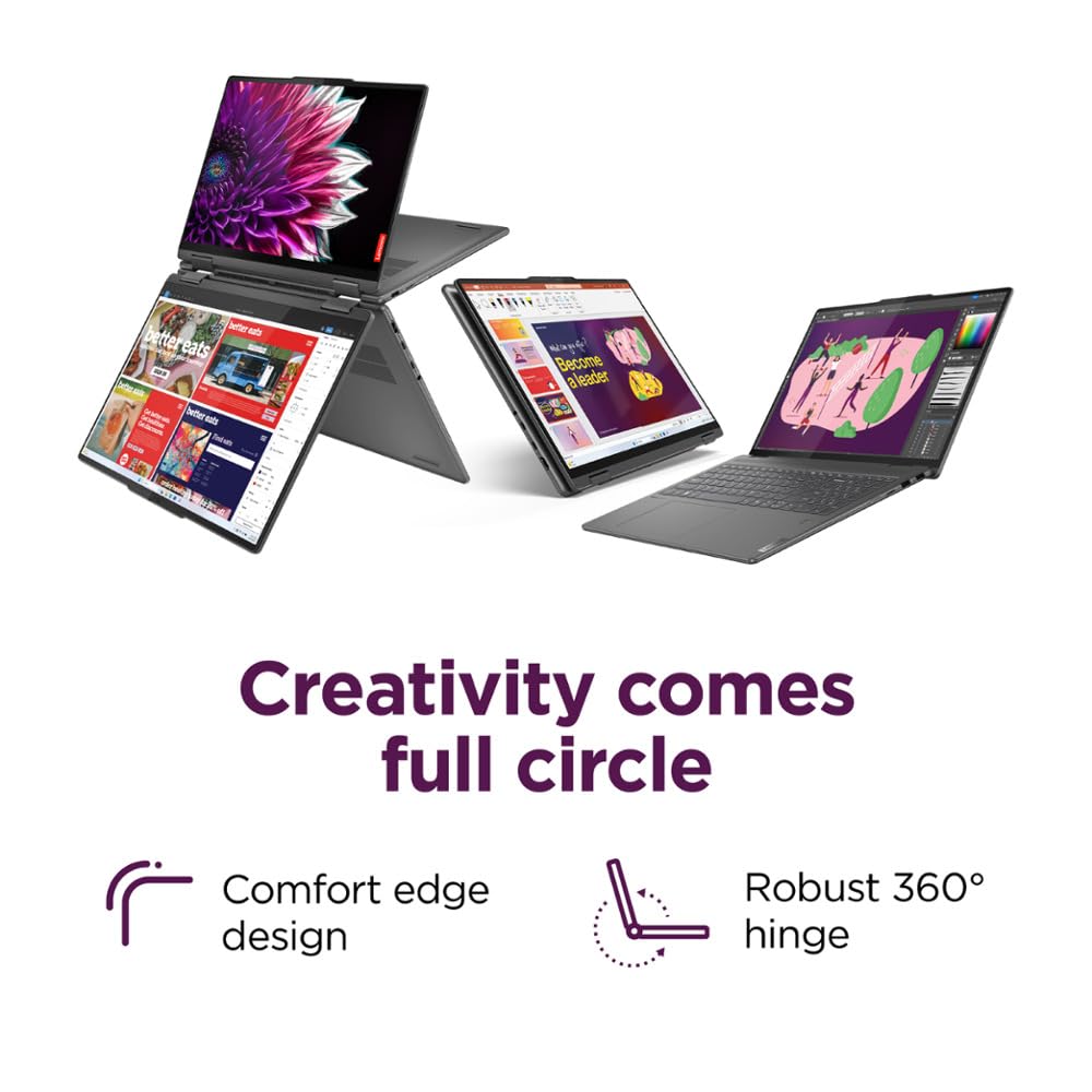 Lenovo Yoga 7i 2-in-1 Laptop, 16" 2K Touchscreen, Core Ultra 5 125U (Beats i7-1355U), 16GB LPDDR5X, 512GB SSD, 300 nits, Backlit, TB4, HDMI 2.1, FP, WiFi 6E, Webcam, PDG Portable Stand, Win 11 Pro