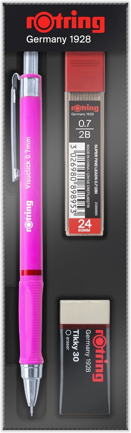 rOtring Visuclick+ Min Silgi Okul Seti 0,7mm-Opak Pembe