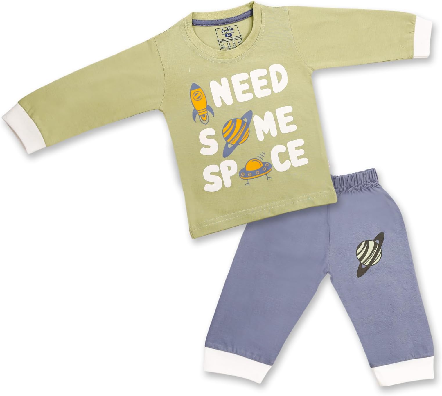 Boys Cotton Co-ord Set, Need Some Space Sweatshirt with Jogger Pants, 2 Piece Outfit, Full Sleeve, Space Theme, 100% Cotton, 6-15 Months