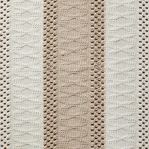 Image of ZeeMart Macrame Style Bicolor Stitching Table Runner, 14 x 60 Inch Taupe /Ivory, Boho Beige Table Runners 60 Inches Long, Farmhouse Woven Home Decor