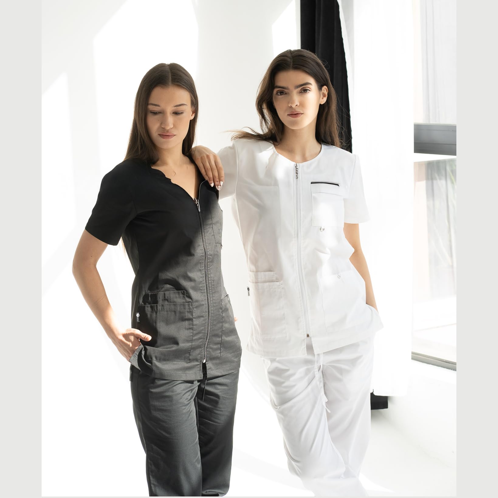 B-well Moren 100% Cotone Pantaloni Sanitari Donna Uomo Pantaloni da Lavoro Donna e Uomo Pantaloni Bianchi da Lavoro