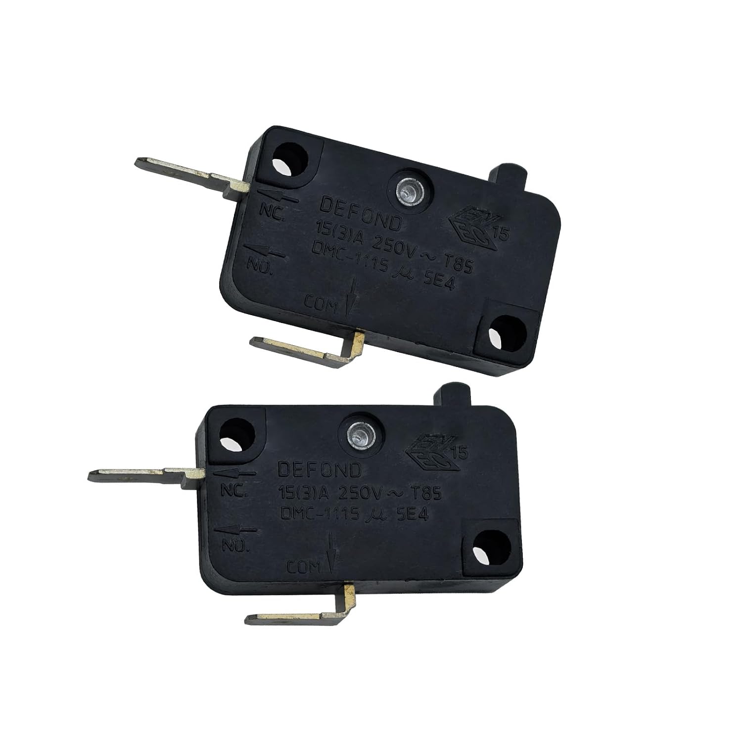2Pcs DMC-1115 Micro Limit Switch, 2 Pin Normally Closed 15A 250VAC T85