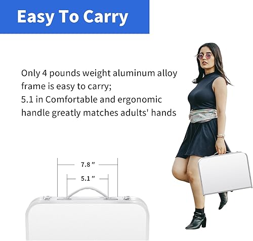 Miniatura 8 de Mesa plegable pequeña de 2 pies, mesa de camping portátil, mesa de picnic portátil de aluminio de 2 alturas, tarjeta de playa al aire libre