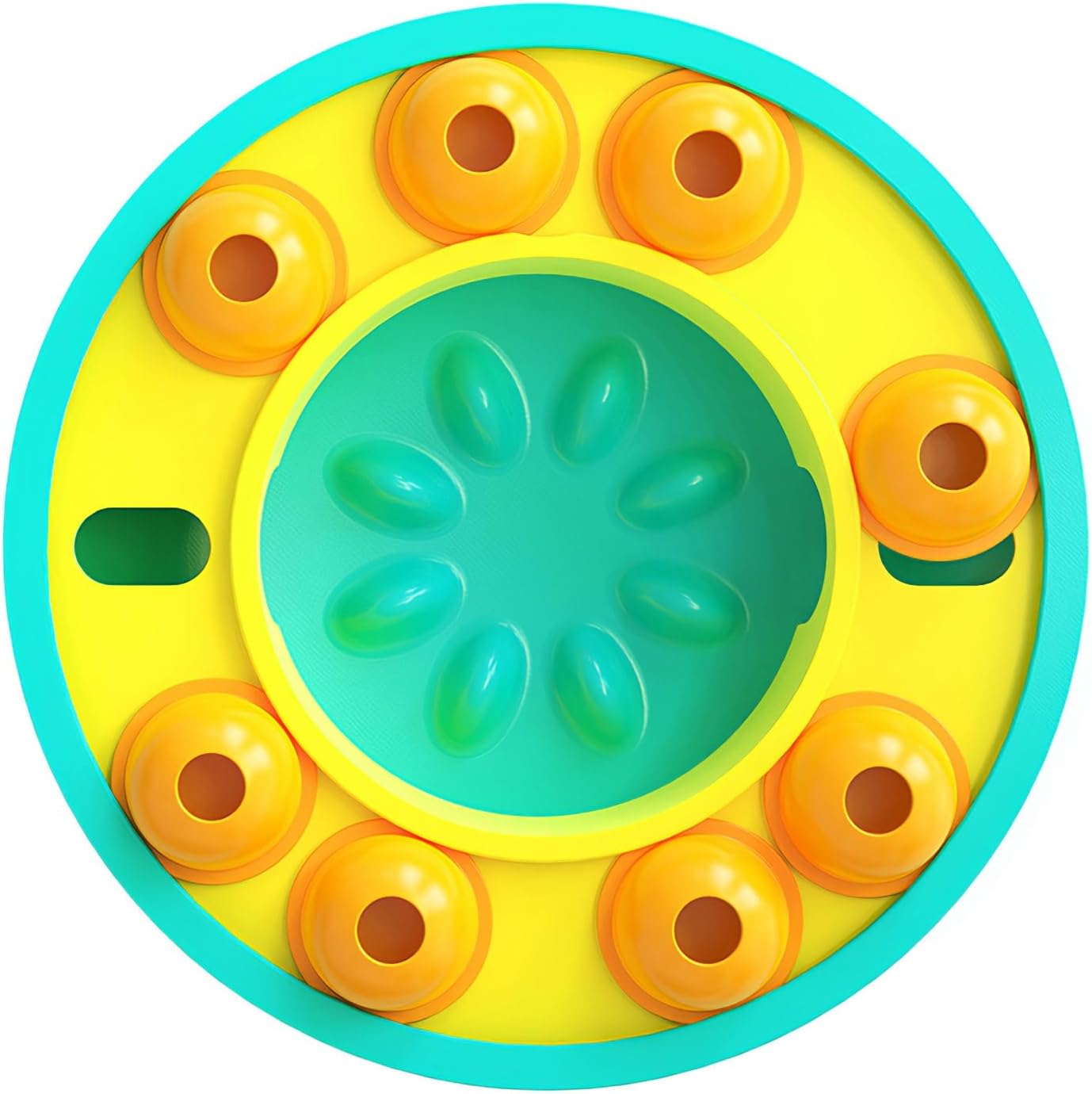 Interactive Dog Puzzle Feeder Toy – Slow Feeding Bowl for Small, Medium & Large Dogs – Treat Dispensing IQ Training Toy with Rotating Granaries & Funnel – BPA-Free Plastic-Blue