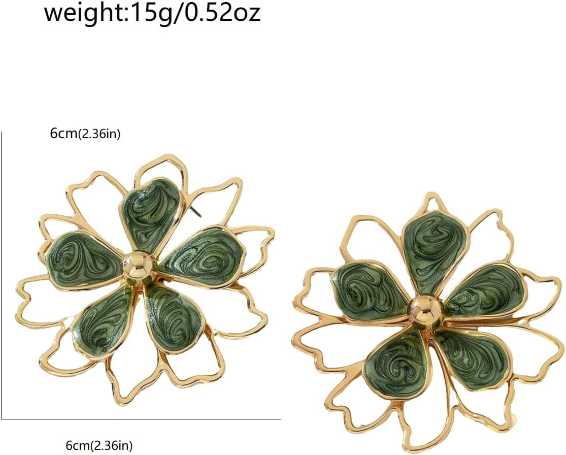 Gold Big Flower Dangle Earrings Boho Large Flower Statement Earrings Irregular Petal Earring Unique Trendy Wedding Holiday Jewelry - Image 5