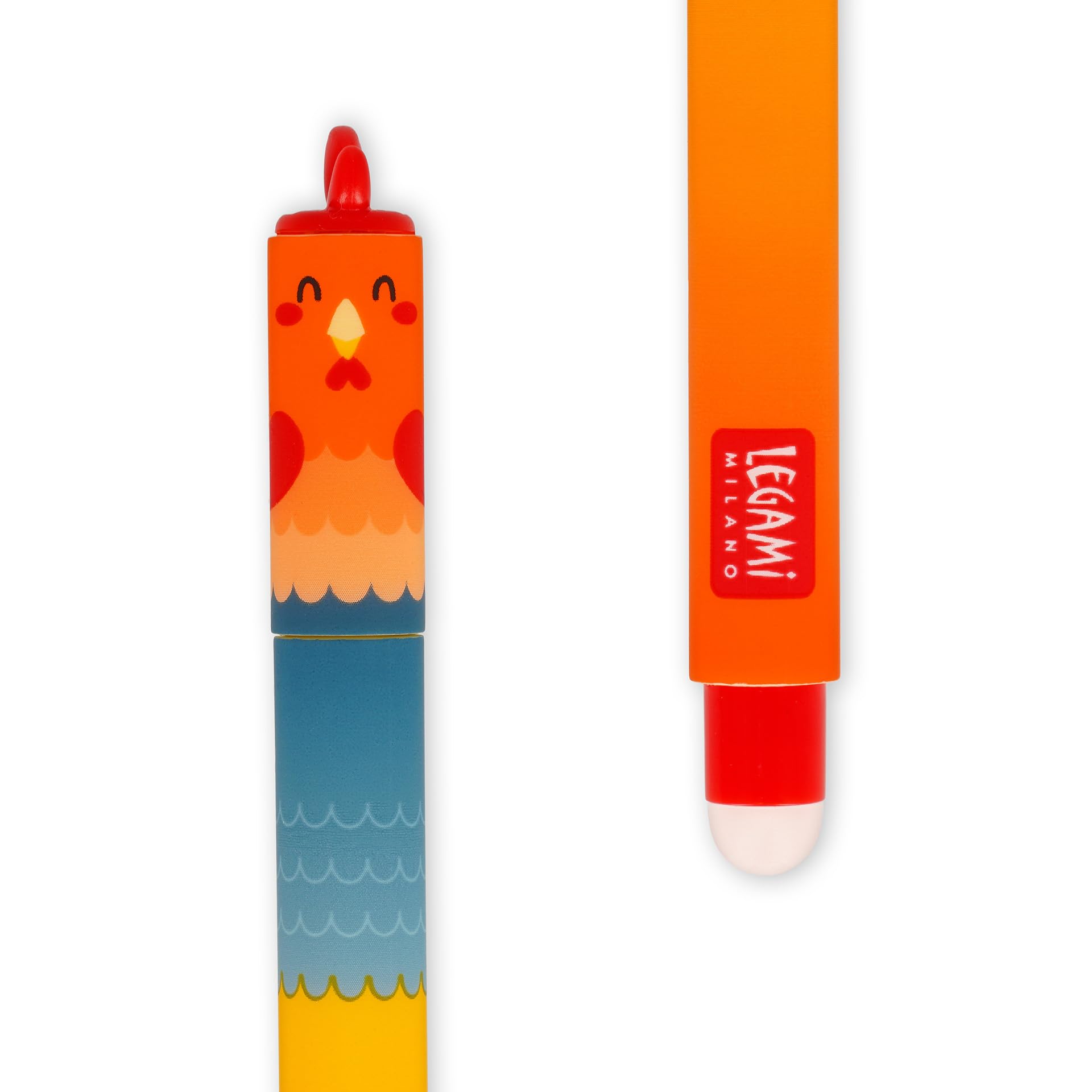 Legami Set di 4 Penne Gel Cancellabili Farm Sweet Farm, Inchiostro Termosensibile, Nero Rosa Verde Rosso, Punta 0,7 mm