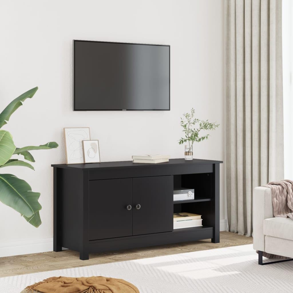 Mueble de TV negro para renovar el salon familiar con estilo nórdico