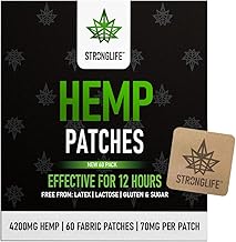 Stronglife Hemp Patches - 60 Hemp Oil Patches - 70mg per Patch with Total of 4200mg -12 Hour Transdermal Adhesive Discreet Patches UK - Hemp Cream Topical Alternative (60 Fabric Patches)