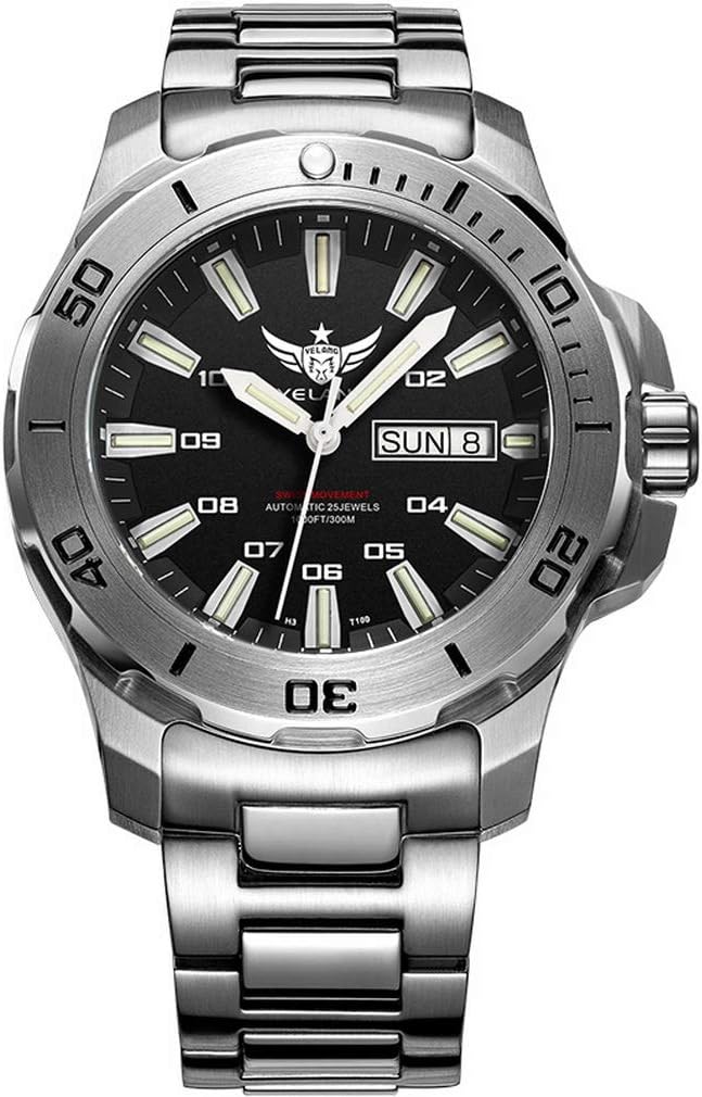 Yelang V5.1 Mens Diving 300m Waterproof Automatic Self-Wind Mechanical Wrist Watches with Swiss ETA 2836-2 Movement,T100 Tritium Tubes,Dual Calender,Exhaust Helium Device