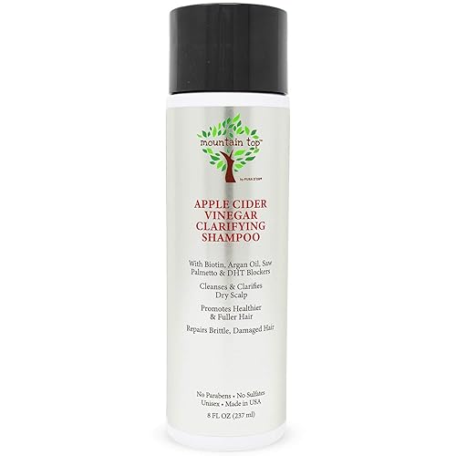 MOUNTAIN TOP Apple Cider Vinegar ACV Shampoo (8 oz  273 ml) with Biotin, Castor Oil - Clarifying, For Fuller & Thicker Hair - Paraben, Sulfate Free