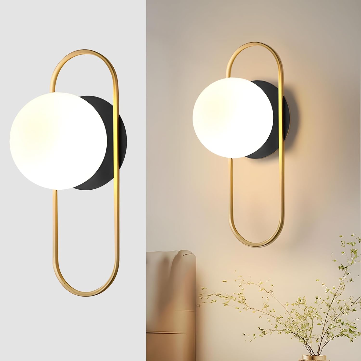 Modern Indoor Wall Lamps Vintage Wall Sconce Gold Globe Wall Lamp Fixture for Bedside