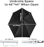 Vista 3 de G4Free Sombrilla de playa ajustable UPF 50+ XL con abrazadera universal para silla, cochecito, silla de ruedas, carrito de golf, grada, patio