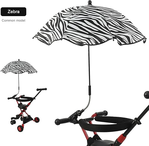 Miniatura 3 de Paraguas universal ajustable para silla de playa, sombrilla de protección UV con abrazadera, estampado de cebra