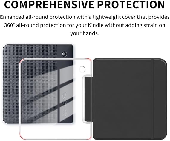 Case for 7 Kobo Libra Colour 2024 Released, Ultra Clear Soft Flexible Transparent TPU Back Cover with Auto Sleep/Wake for Kobo Libra Colour, Black