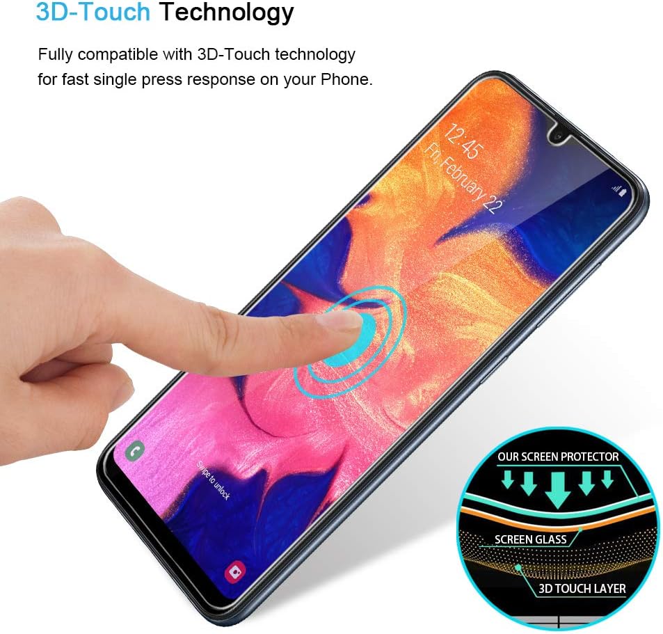 TOCOL 3 Pack Compatible with Samsung Galaxy A10e, A20e Screen Protector Tempered Glass HD Clarity Touch Accurate 9H Hardness Easy Installation Tray