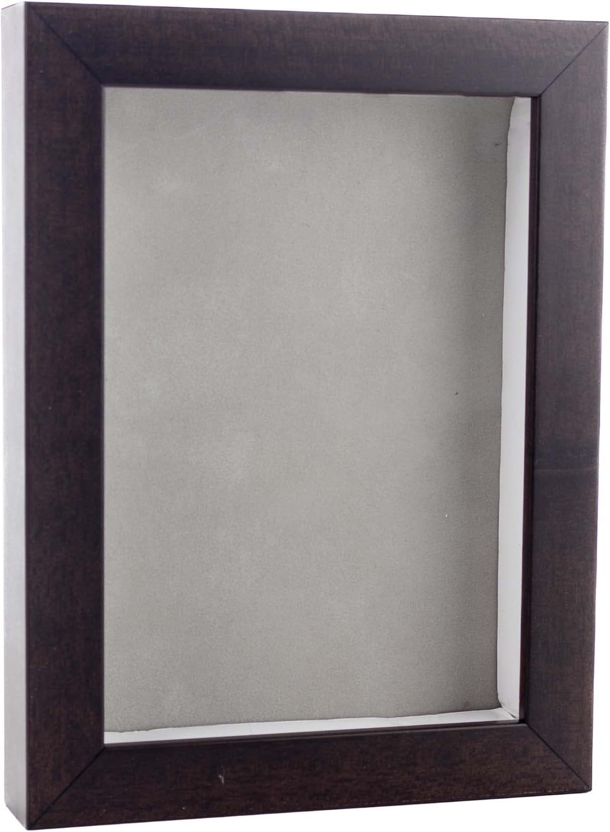16x20 Shadow Box Frame Brown Walnut Wood | With a 3/4" Usable Display Depth | Includes a Light Grey Real Suede Texture Acid-Free Backing Board, UV Resistant Acrylic, and Hanging Hardware
