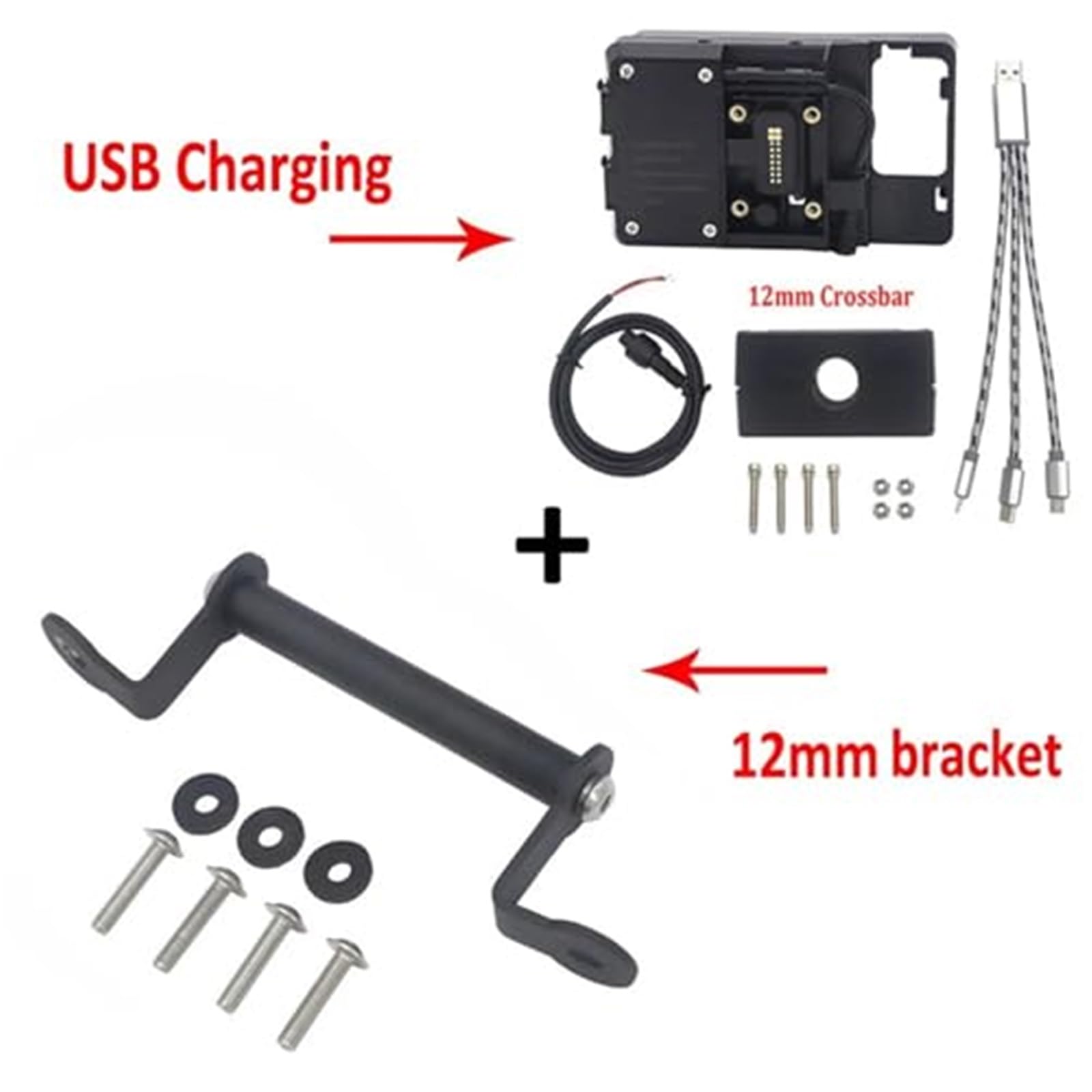Uchwyt na telefon motocyklowy, do TRACER700, do Tracer 700 2020 2021 Uchwyt na telefon komórkowy GPS USB do ładowania bezprzewodowego Uchwyt nawigacyjny Uchwyt na telefon motocyklowy(BLACK USB