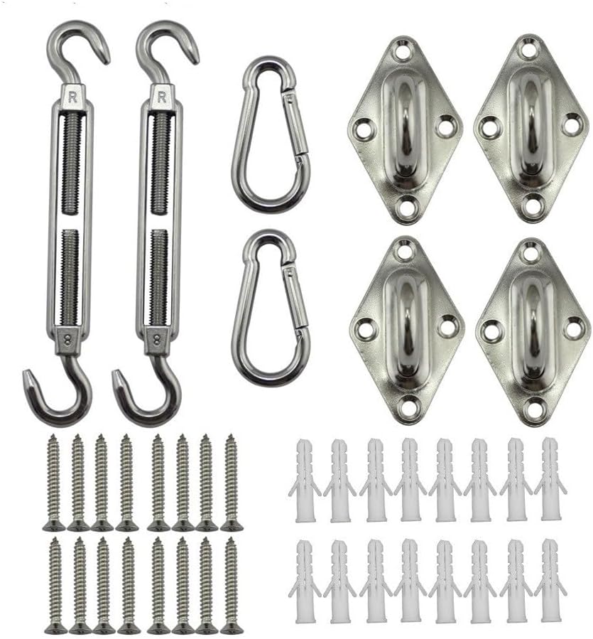Generic 5mm 6mm 8mm Set Four Corner Sunshade sail Stainless Steel 316 Sunshade Canopy Accessories (8mm)