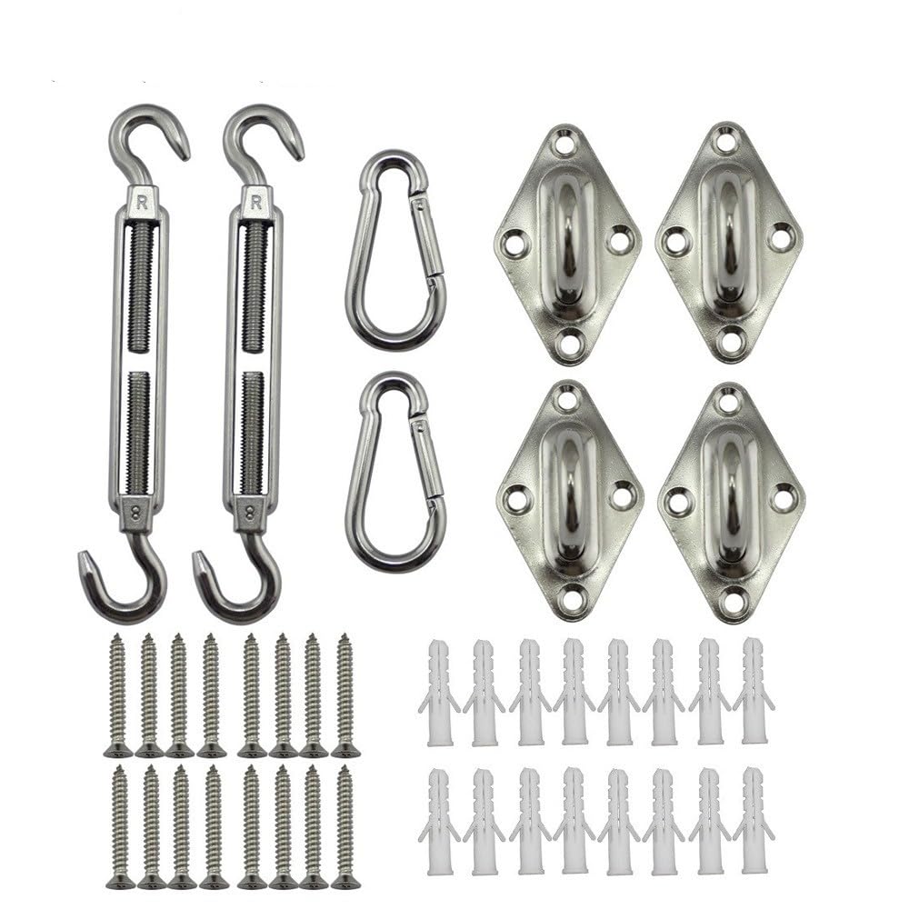 Generic 5mm 6mm 8mm Set Four Corner Sunshade sail Stainless Steel 316 Sunshade Canopy Accessories (8mm)