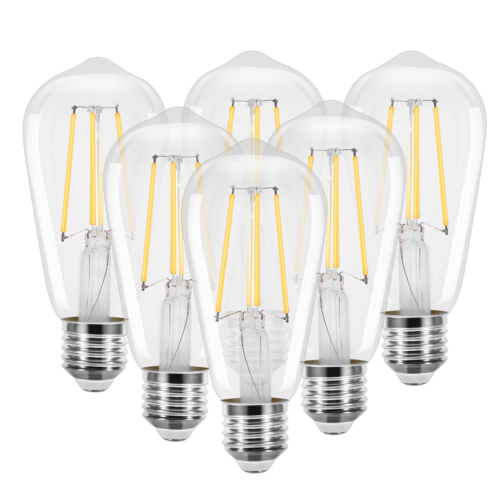 AUQUEE E27 LED Lampe, ST58 Antike LED Glühbirnen 6 W(ersetzt 60W), Led Birne 2700K Warmweiß, 800LM, Nicht Dimmbar, Lebensdauer über 25000h, E27 Leuchtmittel CRI 80+, 6er Pack