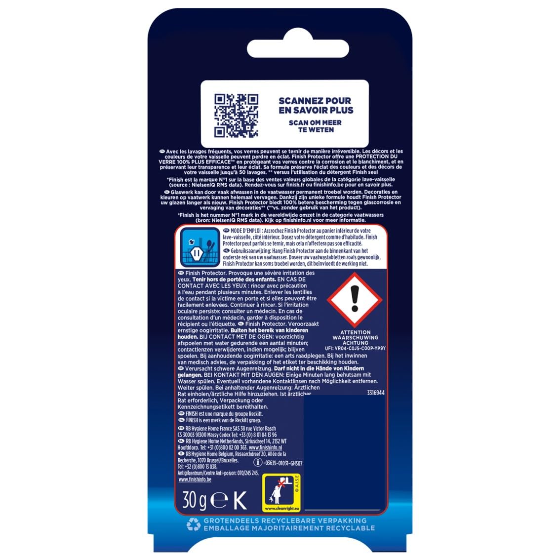 Finish Protector - Protection Des Verres Et De La Vaisselle - Produit Lave Vaisselle - Complement Pastille Lave Vaisselle - lot de 5