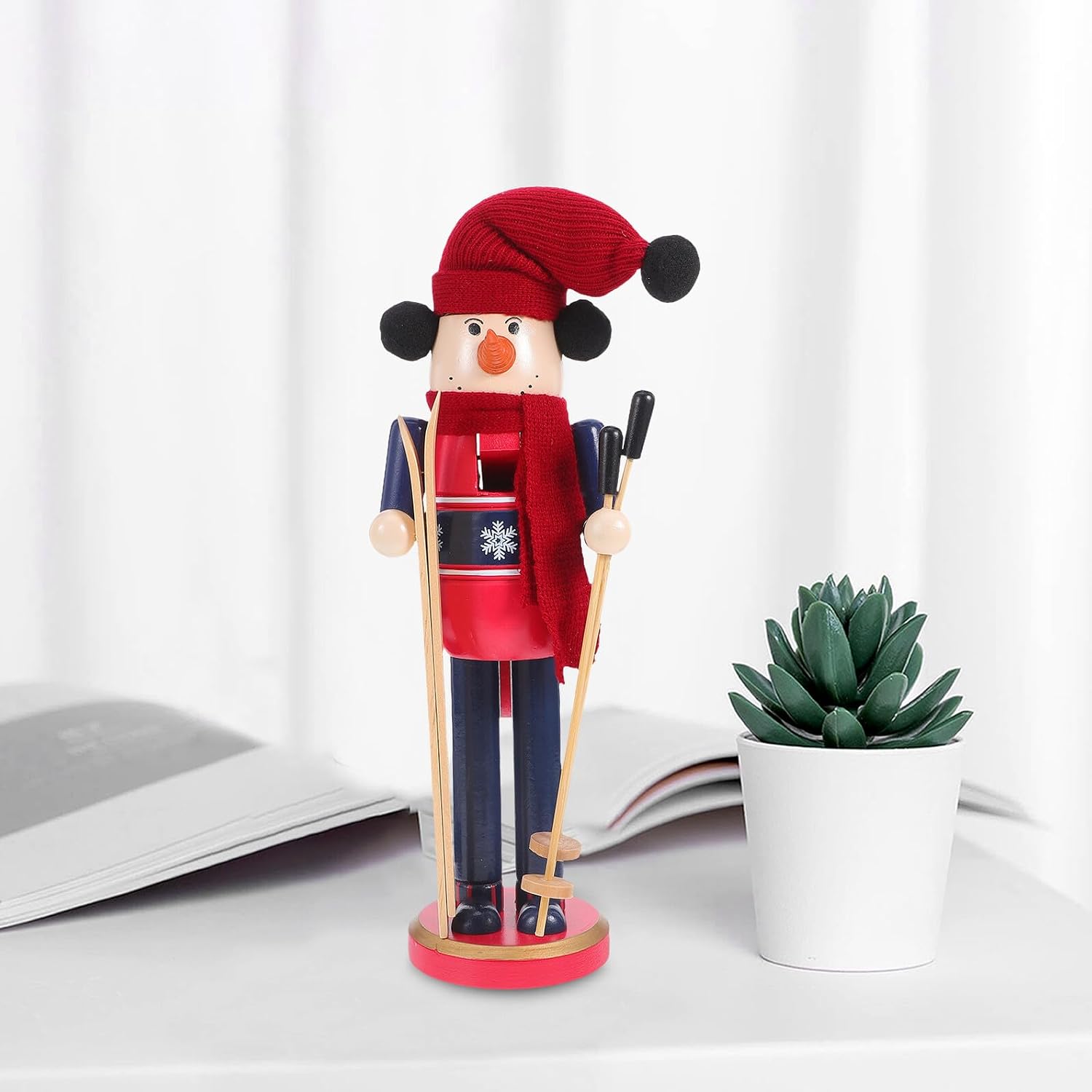 PRETYZOOM Wooden Nutcracker Soldier Figurine Christmas Holiday Nutcracker Decoration Collectible Home Office Table Ornament