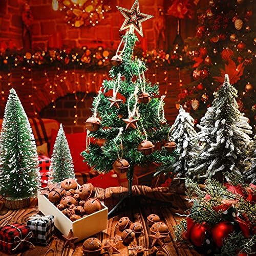 140 Pieces Christmas Rusty Jingle Bell Set, Includes 100 Rustic Small Bell DIY Craft Bell 20 Star Cutout Jingle Bell 20 Rusty Metal Star Christmas Vintage Ornament for Christmas Home Decor DIY Craft