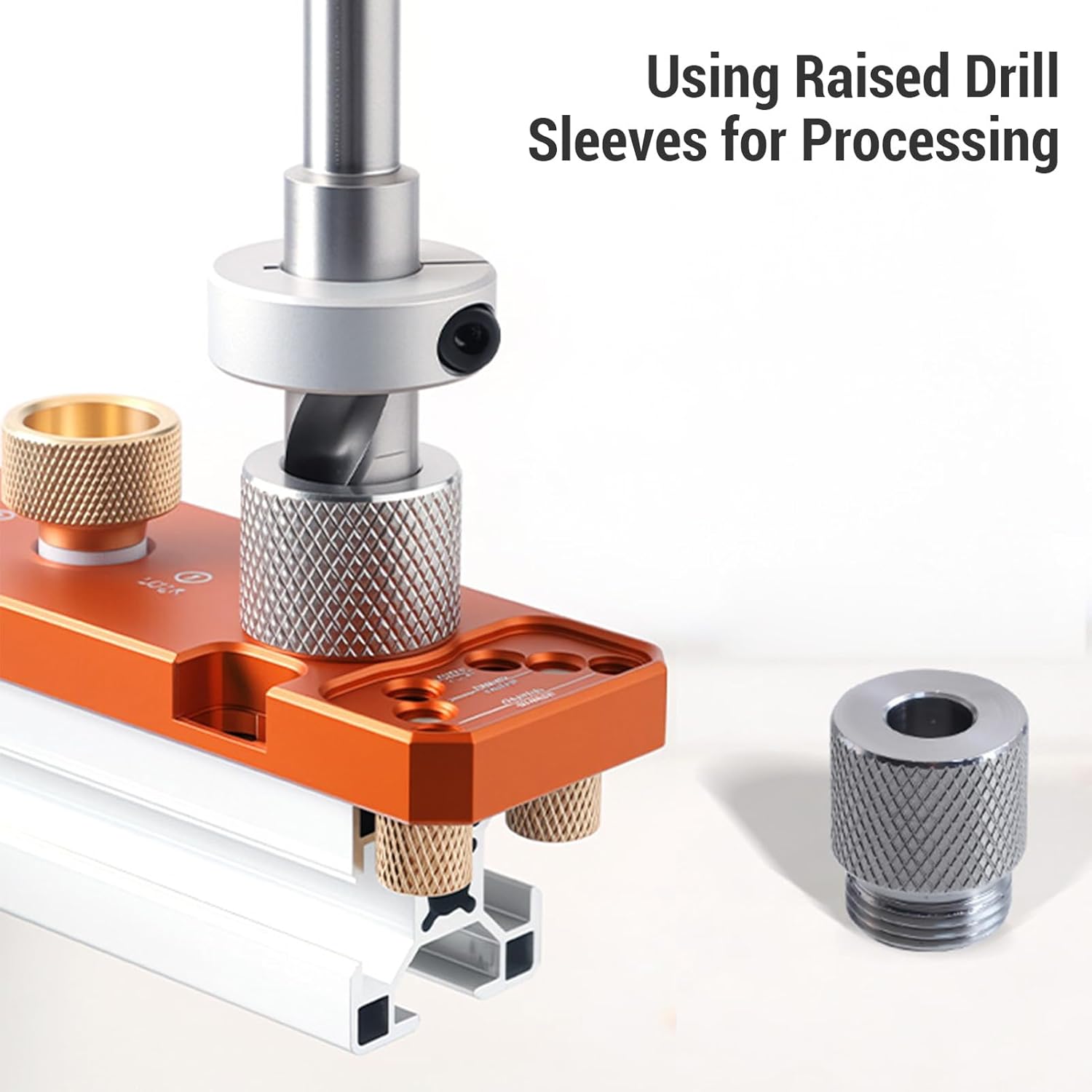Aluminum Profile Punching Locator with M8 and M6 Drill Bits, Counter Sink Screw Design, Punch Hole at 25mm Center from Top, Drill Guide