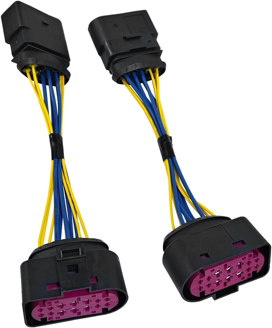 2Pcs 14 to 10 Pin Xenon HID Headlamp Headlight Connector Plug Adapter Fits for VW Jetta 2015, Replaces 1J0 973 737