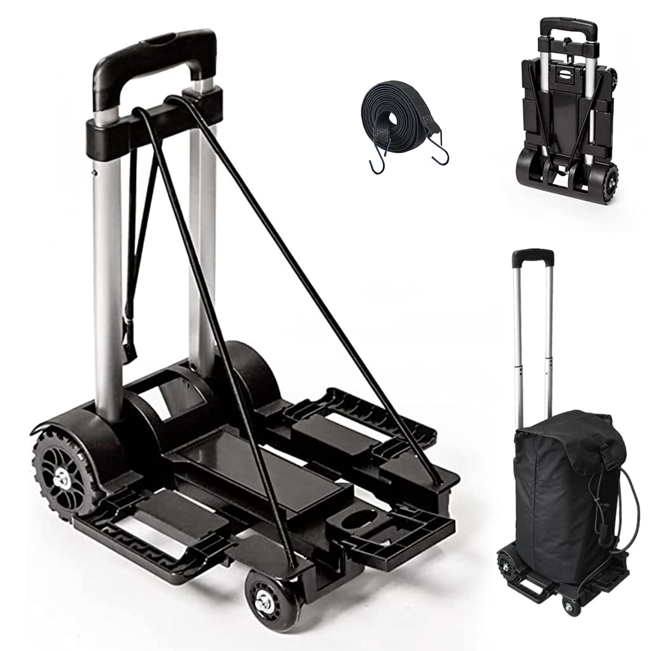 Buy 4 Wheels Foldable Hand Truck with Expandable Panel and Removable